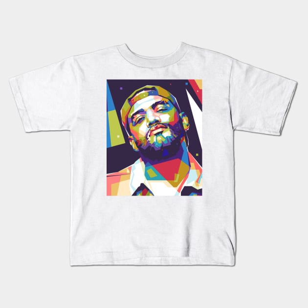 Joyner Lucas Colorful with Background Kids T-Shirt by Paradox Studio